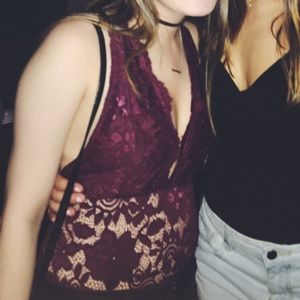 Maroon lace bodysuit